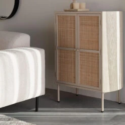 Beige Wandkast Met Rotan Deuren -WOOOD Verkoopwinkel beige wandkast met rotan deuren amaya bodio 07