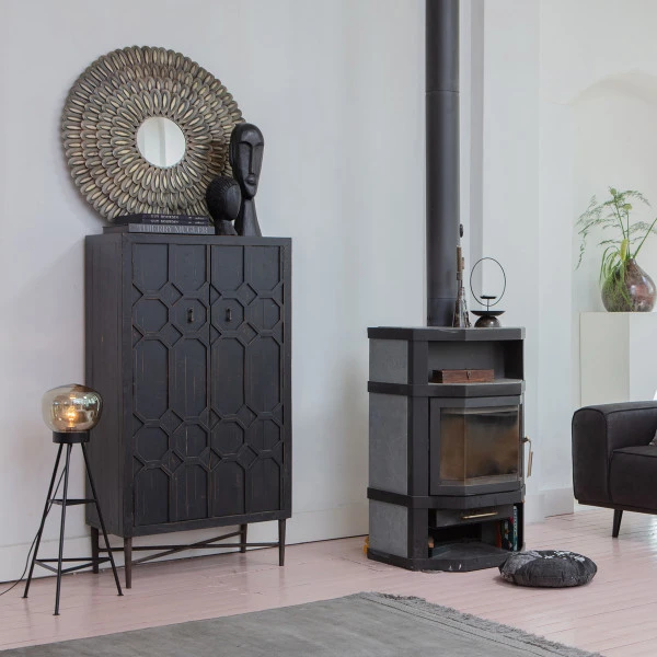 BePureHome Vintage Wandkast Zwart Hout - Afbeelding 6