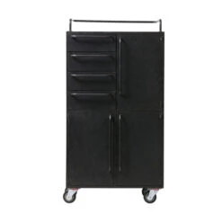 BePureHome Zwarte Kast Op Wielen -WOOOD Verkoopwinkel bepurehome black beauty zwarte kast op wielen 03