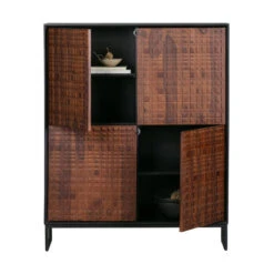 BePureHome Wandkast Walnoot Met Zwart -WOOOD Verkoopwinkel bepurehome nuts houten wandkast walnoot zwart 01