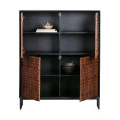 BePureHome Wandkast Walnoot Met Zwart -WOOOD Verkoopwinkel bepurehome nuts houten wandkast walnoot zwart 02