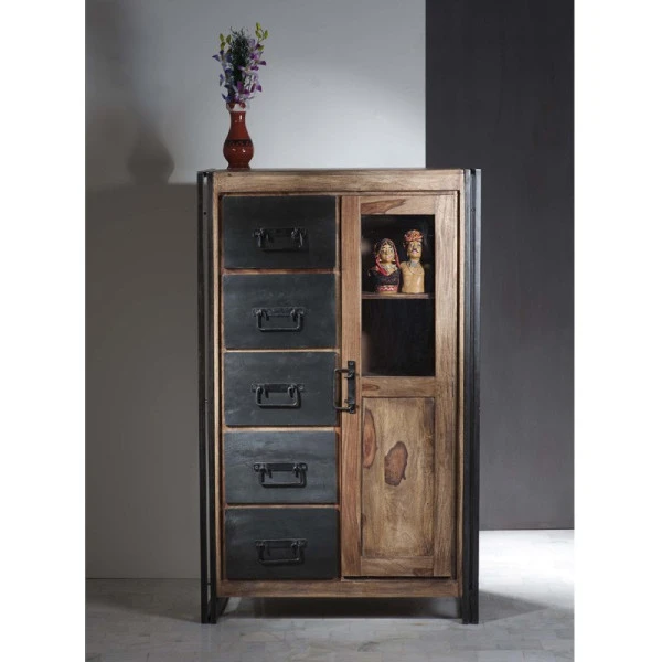 Wandkast Sheesham Hout 7 Wandkast Sheesham Hout - Afbeelding 5