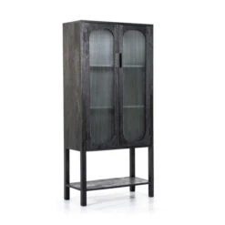 Zwarte Kast Met Ribbelglas -WOOOD Verkoopwinkel by boo eden zwarte kast met ribbelglas 03