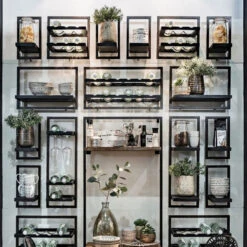 Wand Wijnrek Van Zwart Teakhout -WOOOD Verkoopwinkel d bodhi shelfmate black wandplank van zwart teakhout 04 2