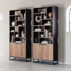 Hoge Vakkenkast Teakhout -WOOOD Verkoopwinkel dtp home cosmo hoge vakkenkast teakhout 01