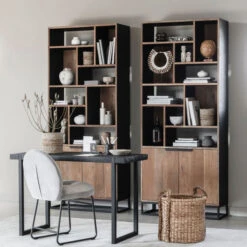 Hoge Vakkenkast Teakhout -WOOOD Verkoopwinkel dtp home cosmo hoge vakkenkast teakhout 02