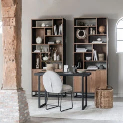 Hoge Vakkenkast Teakhout -WOOOD Verkoopwinkel dtp home cosmo hoge vakkenkast teakhout 03