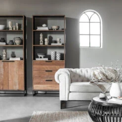 Teak Boekenkast Met Deuren -WOOOD Verkoopwinkel dtp home cosmo teak boekenkast met deuren 01