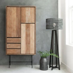 Hoge Wandkast Teakhout -WOOOD Verkoopwinkel dtp home metropole hoge wandkast teakhout 01