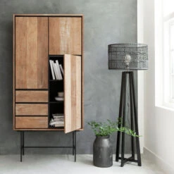 Hoge Wandkast Teakhout -WOOOD Verkoopwinkel dtp home metropole hoge wandkast teakhout 02