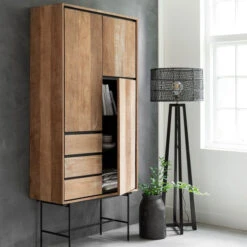 Hoge Wandkast Teakhout -WOOOD Verkoopwinkel dtp home metropole hoge wandkast teakhout 03