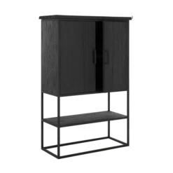 Zwarte Bergkast Teak Small 11 Zwarte Bergkast Teak Small -WOOOD Verkoopwinkel dtp home timeless black zwarte wandkast beam smal 02