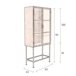 Houten Vitrinekast Industrieel -WOOOD Verkoopwinkel dutchbone berlin houten vitrinekast industrieel 010