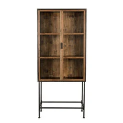 Houten Vitrinekast Industrieel -WOOOD Verkoopwinkel dutchbone berlin houten vitrinekast industrieel 03