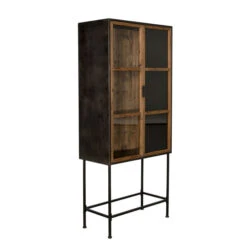 Houten Vitrinekast Industrieel -WOOOD Verkoopwinkel dutchbone berlin houten vitrinekast industrieel 04