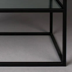 Ribbelglas Vitrinekastje Zwart -WOOOD Verkoopwinkel dutchbone boli ribbelglas vitrinekast 008