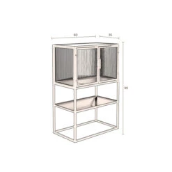 Ribbelglas Vitrinekastje Zwart -WOOOD Verkoopwinkel dutchbone boli ribbelglas vitrinekast 010