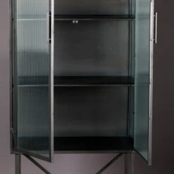 Ribbelglas Vitrinekast -WOOOD Verkoopwinkel dutchbone boli ribbelglas vitrinekast 3