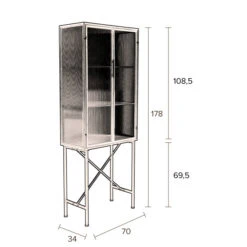 Ribbelglas Vitrinekast -WOOOD Verkoopwinkel dutchbone boli ribbelglas vitrinekast 9