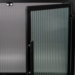 Ribbelglas Kastje Zwart Staal -WOOOD Verkoopwinkel dutchbone boli ribbelglas wandkastje 007