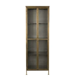 Vitrinekast Antiek Messing -WOOOD Verkoopwinkel dutchbone gertlush antiek messing vitrinekast 04