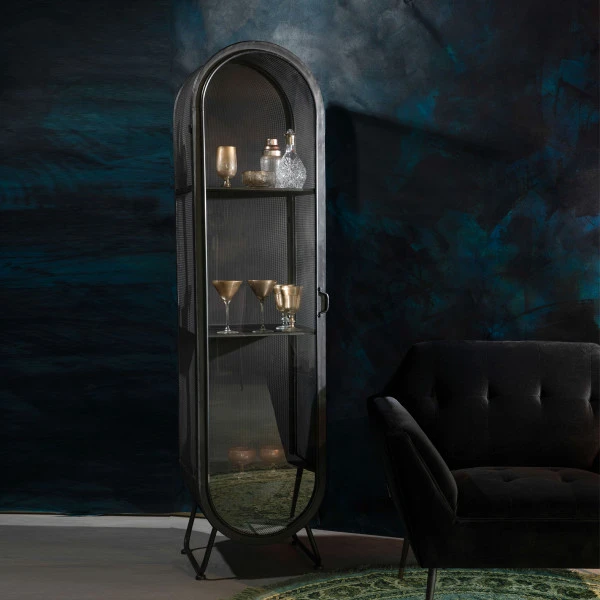 Vitrinekast Ovaal Zwart Staal 9 Vitrinekast Ovaal Zwart Staal - Afbeelding 7