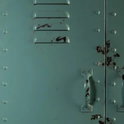 Lockerkast Vintage Blauw -WOOOD Verkoopwinkel dutchbone rusty hoge blauwe metalen lockerkast 05