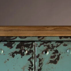 Lockerkast Vintage Blauw -WOOOD Verkoopwinkel dutchbone rusty hoge blauwe metalen lockerkast 06