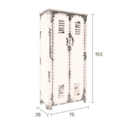 Lockerkast Vintage Blauw -WOOOD Verkoopwinkel dutchbone rusty hoge blauwe metalen lockerkast 10