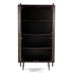 Donkerbruine Kast Met Houten Latjes -WOOOD Verkoopwinkel eleonora remi donkerbruine kast met houten latjes 03