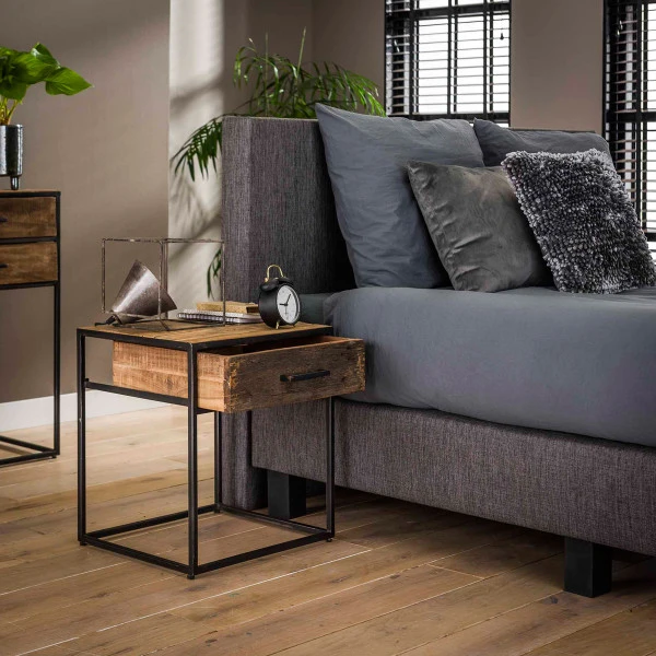 Industrieel Nachtkastje Oud Hout 1 Lade 5 Industrieel Nachtkastje Oud Hout 1 Lade - Afbeelding 3