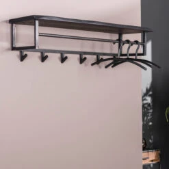 Zwarte Kapstok Boomstam Plank