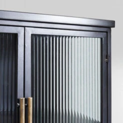 Wandkast Zwart Met Ribbelglas -WOOOD Verkoopwinkel kare design gomera wandkast zwart met koper 04