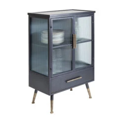 Wandkast Zwart Met Ribbelglas -WOOOD Verkoopwinkel kare design gomera wandkast zwart met koper 08