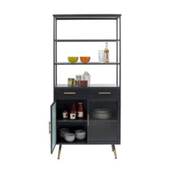 Zwarte Stellingkast Ribbelglas -WOOOD Verkoopwinkel kare design gomera zwarte stellingkast ribbelglas 04