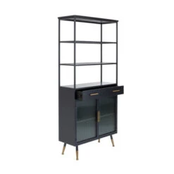 Zwarte Stellingkast Ribbelglas -WOOOD Verkoopwinkel kare design gomera zwarte stellingkast ribbelglas 07