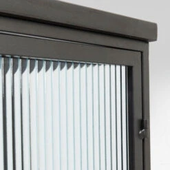 Zwarte Wandkast Met Geribbeld Glas -WOOOD Verkoopwinkel kare design gomera zwarte wandkast met koper 04