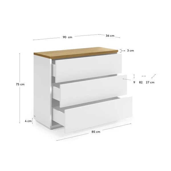 Witte Ladekast Met Eiken Blad 9 Witte Ladekast Met Eiken Blad - Afbeelding 7