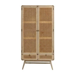 Webbing Kast Naturel Rotan -WOOOD Verkoopwinkel kave home nalu houten wandkast met webbing 03