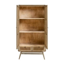 Webbing Kast Naturel Rotan -WOOOD Verkoopwinkel kave home nalu houten wandkast met webbing 04