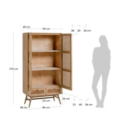 Webbing Kast Naturel Rotan -WOOOD Verkoopwinkel kave home nalu houten wandkast met webbing 14