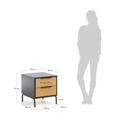 Nachtkastje Zwart Met Eiken -WOOOD Verkoopwinkel kave home savoi nachtkastje zwart met eiken 05