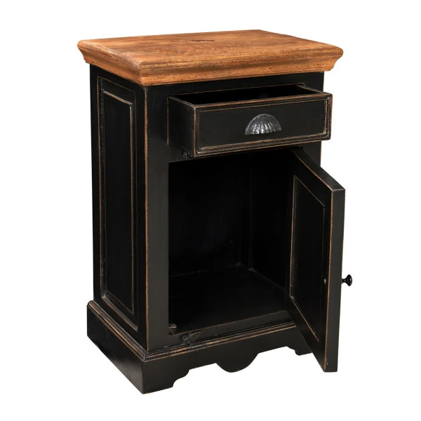 Landelijk Nachtkastje Zwart - Afbeelding 2