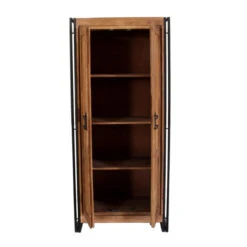 Bergkast Sheeshamhout -WOOOD Verkoopwinkel lavis havel hoge wandkast met zwarte handgrepen 04