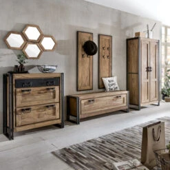 Kapstok Van Sheesham Hout -WOOOD Verkoopwinkel lavis havel industiele wandkapstok van hout 03