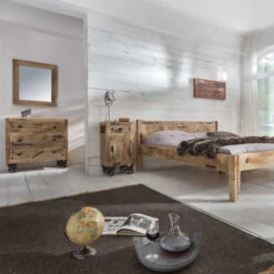 Rustiek Nachtkastje Van Mangohout -WOOOD Verkoopwinkel lavis porter industriele kast met tekst 02 2