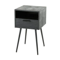 Nachtkastje Zwart Mangohout -WOOOD Verkoopwinkel nachtkastje zwart mangohout marina giani 05