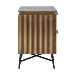 Gouden Nachtkastje Met Marmer -WOOOD Verkoopwinkel richmond interiors ironville gouden nachtkastje met marmer 02