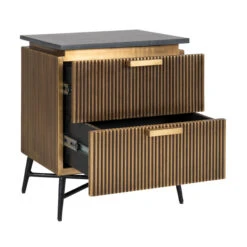 Gouden Nachtkastje Met Marmer -WOOOD Verkoopwinkel richmond interiors ironville gouden nachtkastje met marmer 05