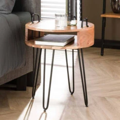 Rond Nachtkastje Acaciahout